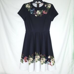 TED BAKER Chestna Oracle Skater Dress Size 2 (US 4-6)